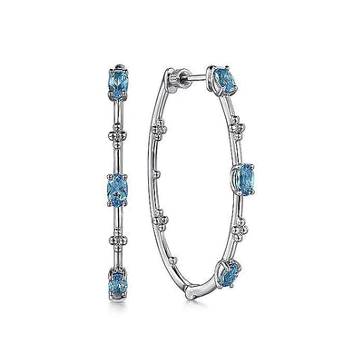 Swiss Blue Topaz Bujukan Earrings in Silver by Gabriel & Co.