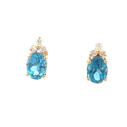 Estate Swiss Blue Topaz Earrings in Yellow Gold