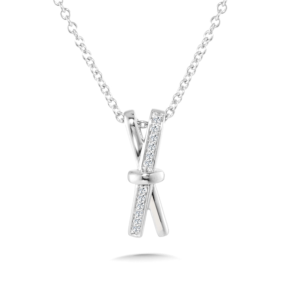 Silver Diamond X Pendant