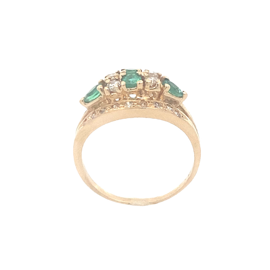 Estate Emerald and Diamond Ring in Yellow Gold