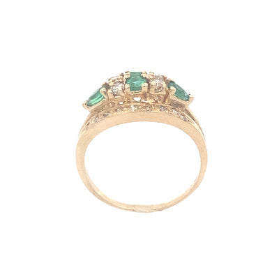 Estate Yellow Gold Emerald and Diamond Ring