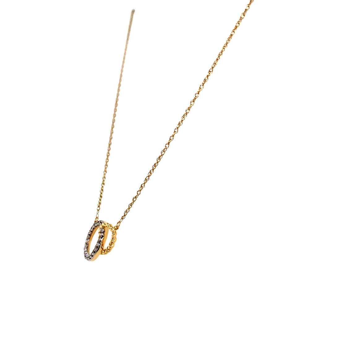 Double Circle Diamond Necklace in Yellow Gold