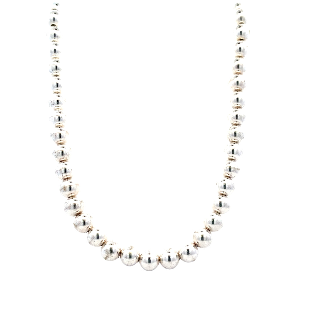 Estate 24" Beaded Necklace in SIlver