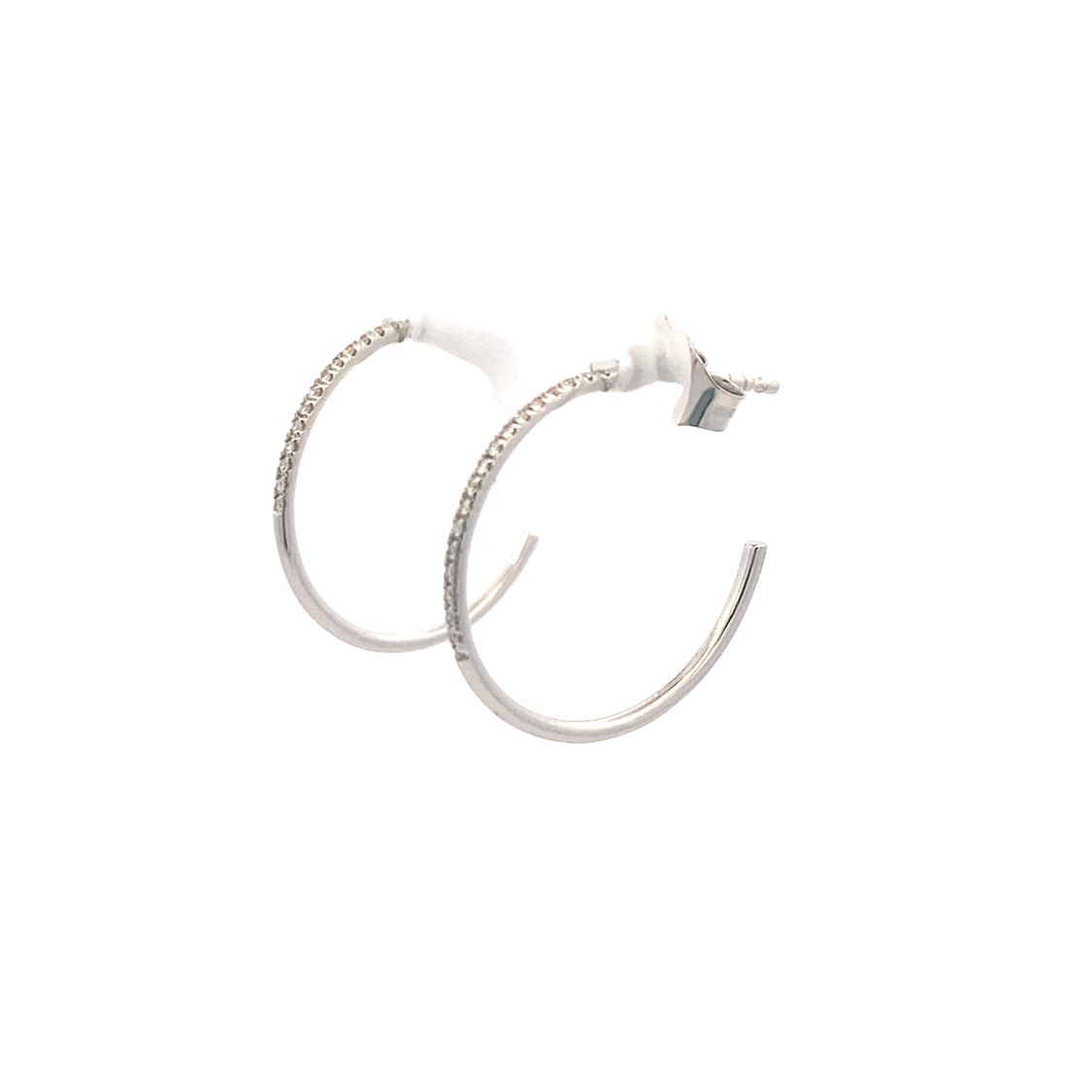 Thin Diamond Hoops in White Gold