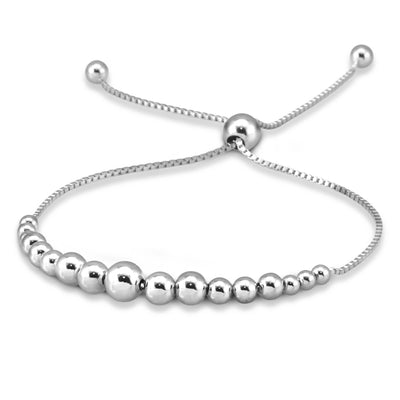 Beaded Bolo Bracelet in Silver