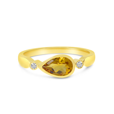 Citrine and Diamond Ring in Yellow Gold