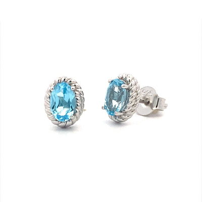 Silver Stud Earrings Gemstone Earrings LVE708-BT