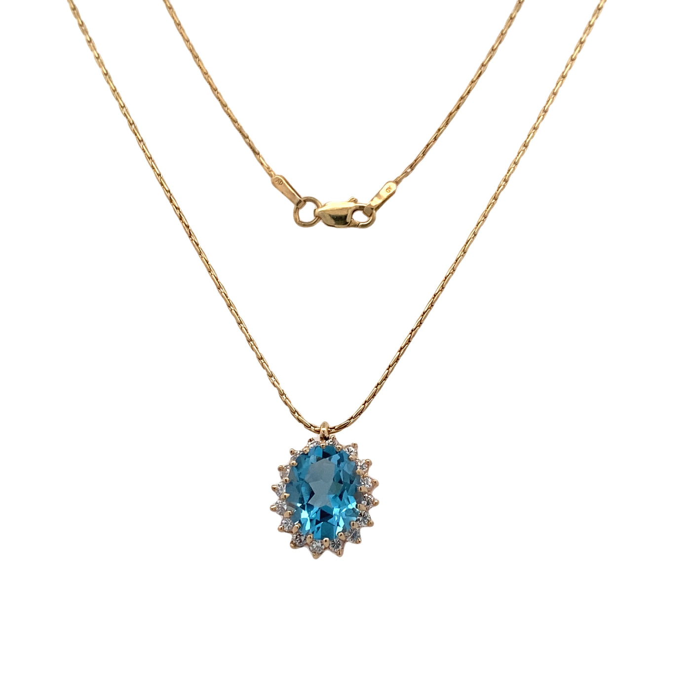 Estate Yellow Gold Blue Topaz Pendant