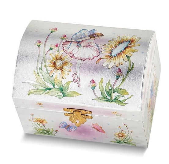 Floral Child's Musical Jewelry Box with Dancing Fairy