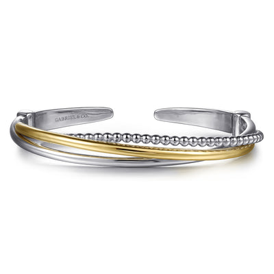 Twisted Bujukan Bangle in Two-Tone Gold by Gabriel & Co.