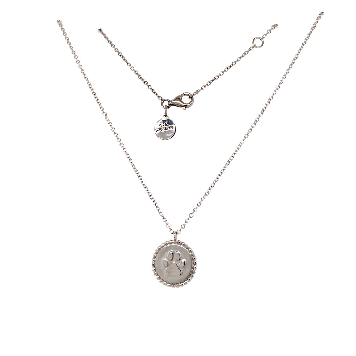 Paw Print Disc Pendant in Silver by Gabriel NY