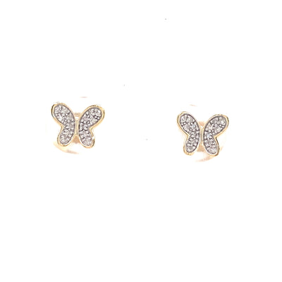 Diamond Butterfly Studs in Yellow Gold