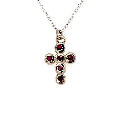 Ruby Cross Pendant in White Gold by B&C