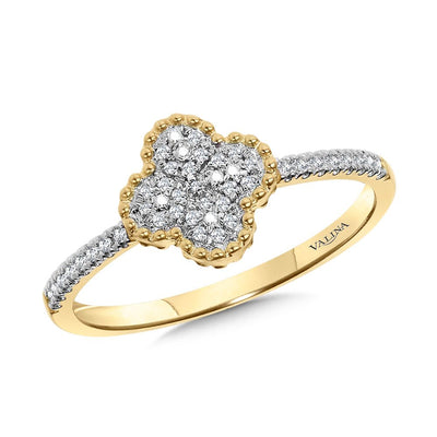 Diamond Clover Ring in Yellow Gold