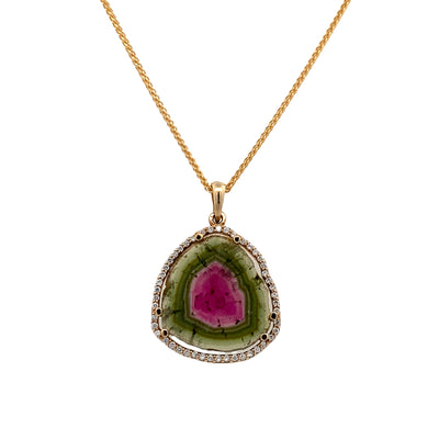 Beeghly & Co. Yellow Gold Watermelon Tourmaline Pendant