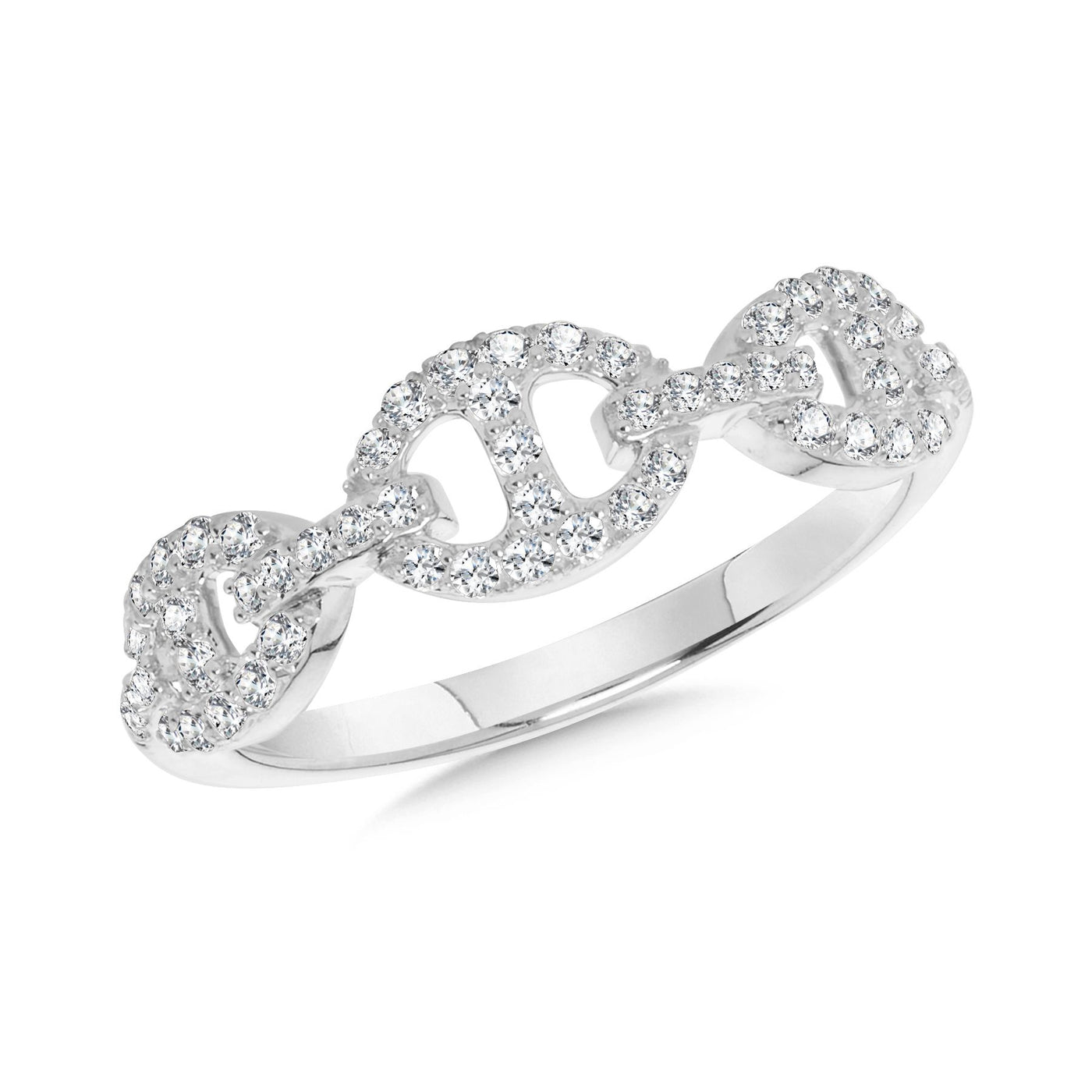 Diamond Fancy Link Ring in White Gold