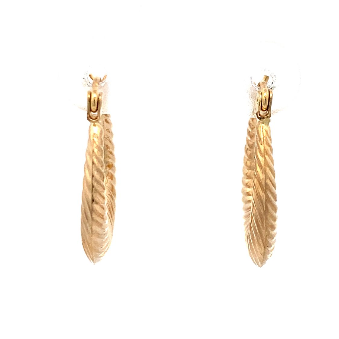 Estate Textured Hoop Earrings in Yellow Gold