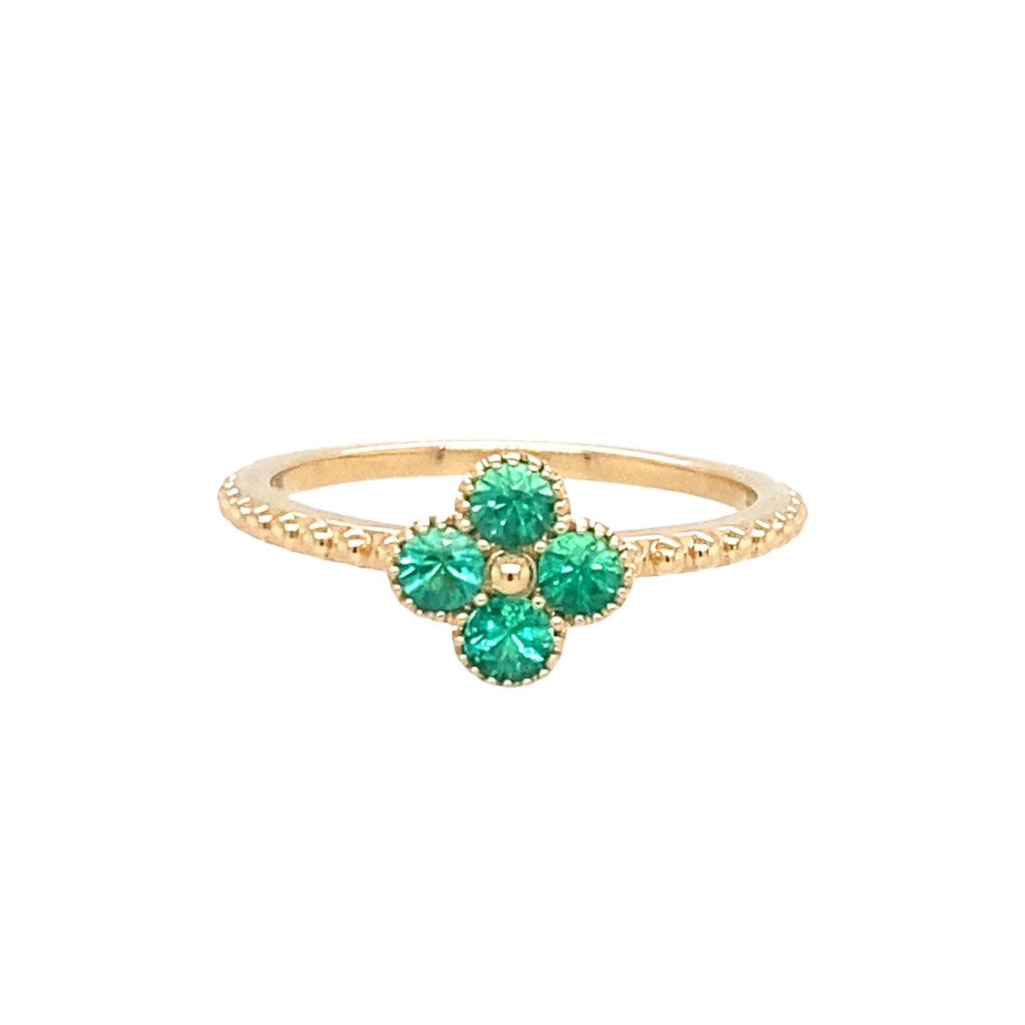 Floral Emerald Ring in Yellow Gold