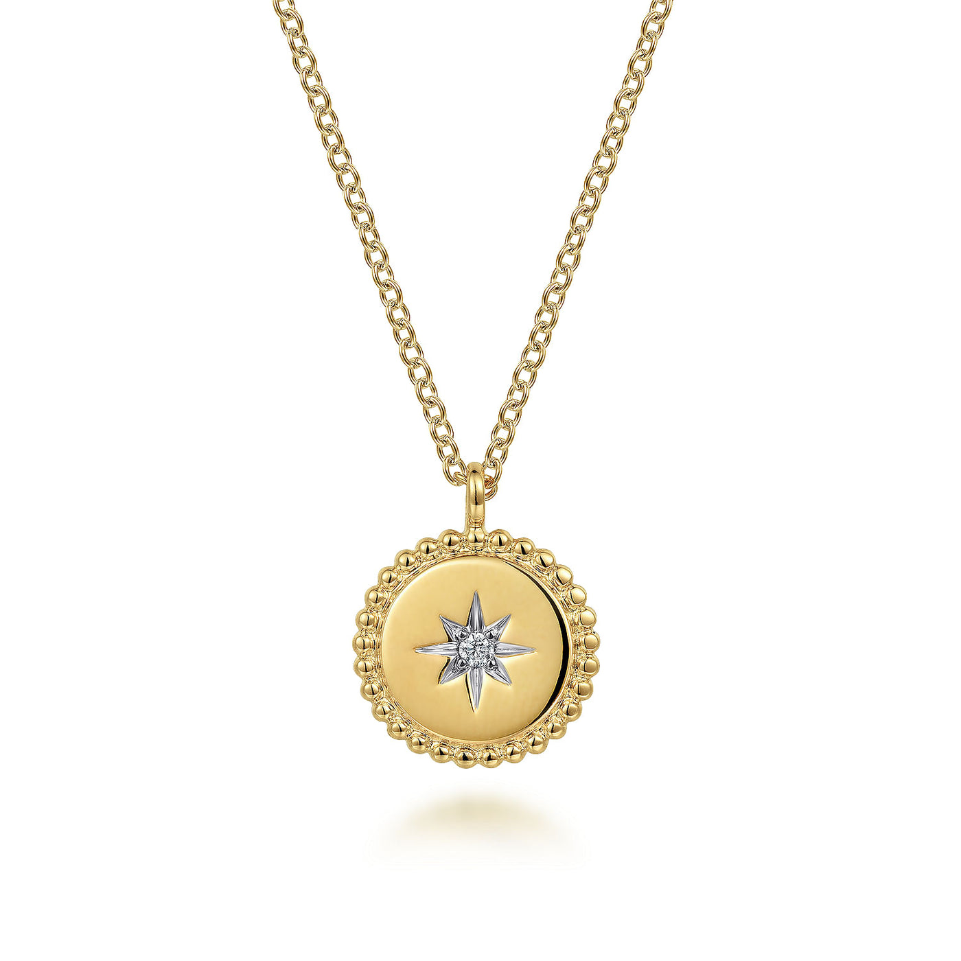 Diamond Starburst Necklace in Yellow Gold by Gabriel & Co.