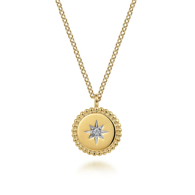 Diamond Starburst Necklace in Yellow Gold by Gabriel & Co.