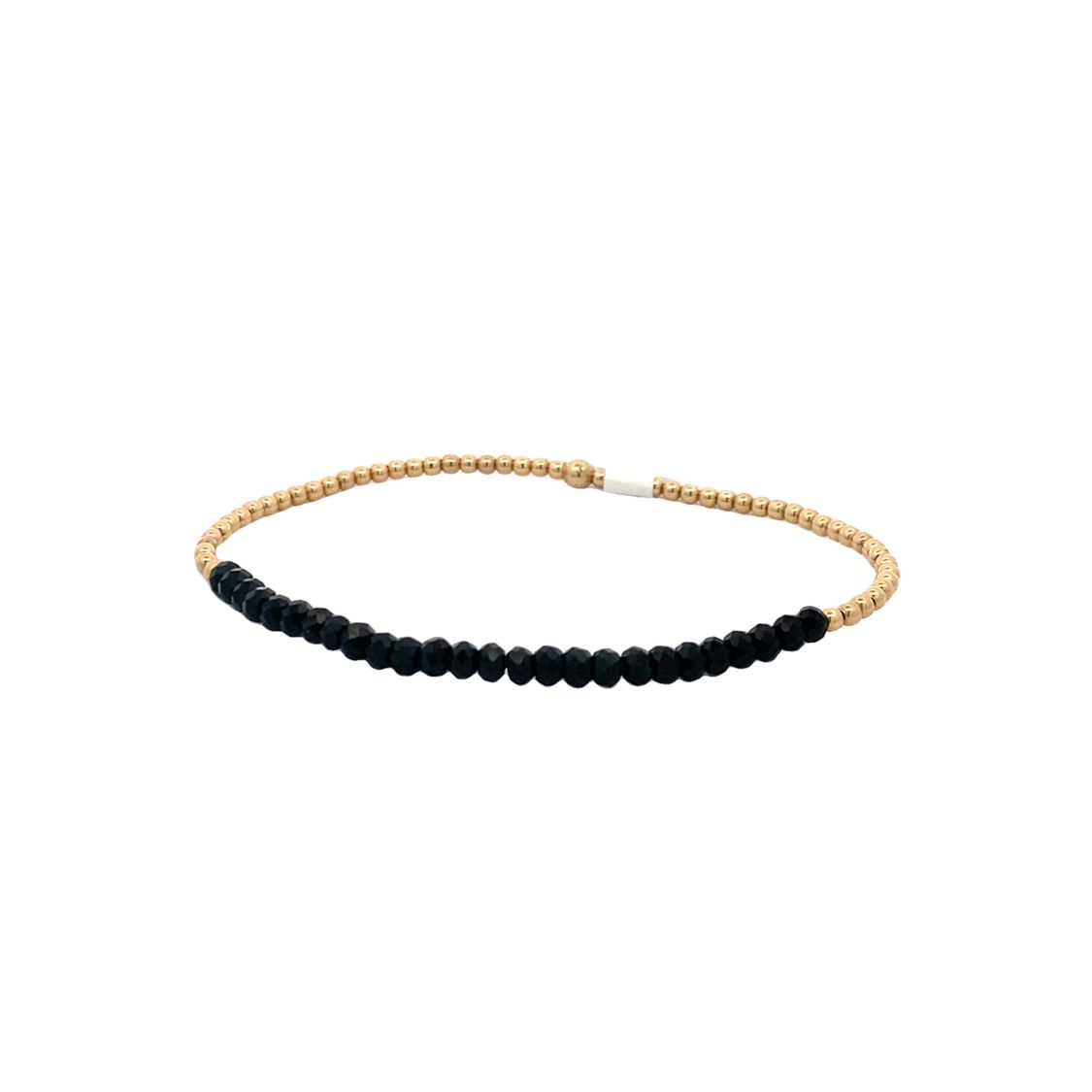 2mm Black Spinel Stretch Bracelet in Yellow Gold by Karen Lazar