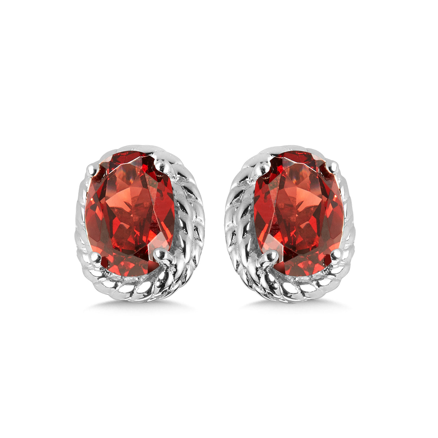 Silver Garnet Stud Earrings LVE708-GT