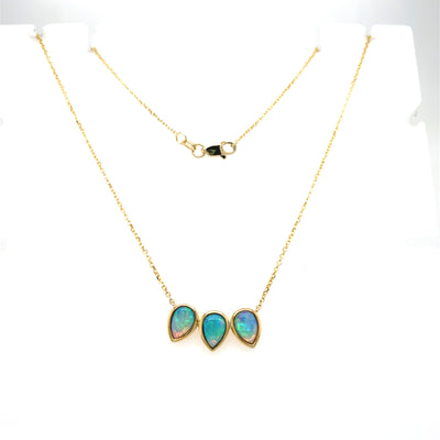 Australian Opal Bar Necklace in Yellow Gold by Parle