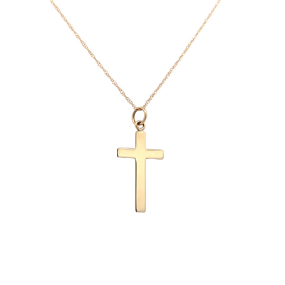 18" HP Cross Pendant in Yellow Gold