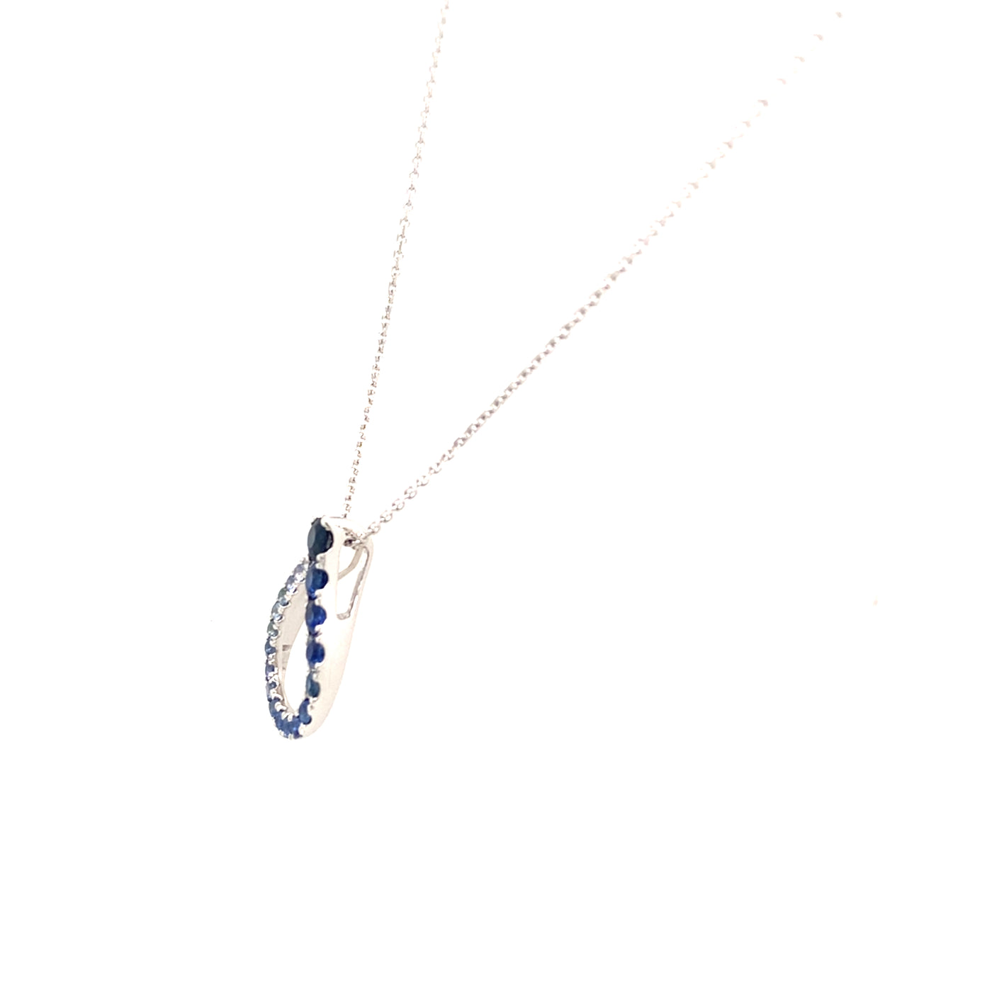 Graduating Blue Spaphire Pendant in White Gold by Parle