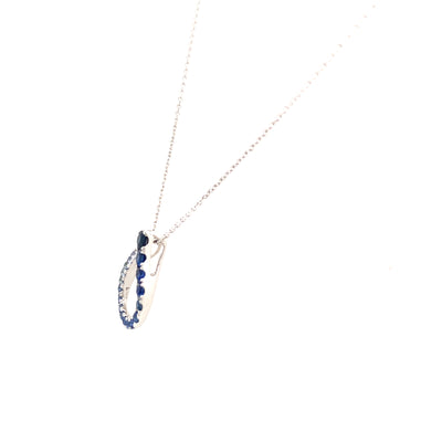 Gemstone Pendant Sapphires Drop Style 14 Karat White Gold Parle