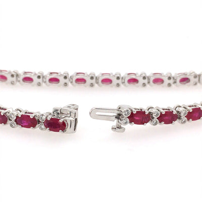 14 Karat Ruby & Diamond Tennis Style Bracelet GBR-3360-R14