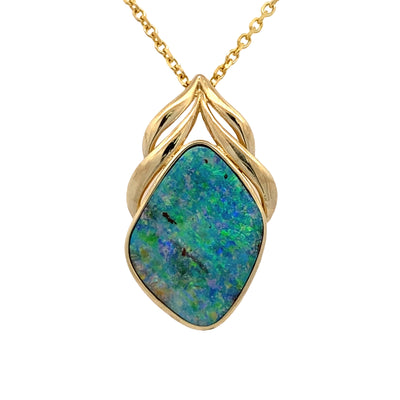 Estate Yellow Gold Boulder Opal Pendant