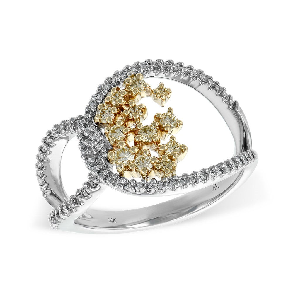 Allison Kaufman Co. 14 Karat Two-Tone Cluster Style Round Diamond Fashion Ring - Lady's D5614