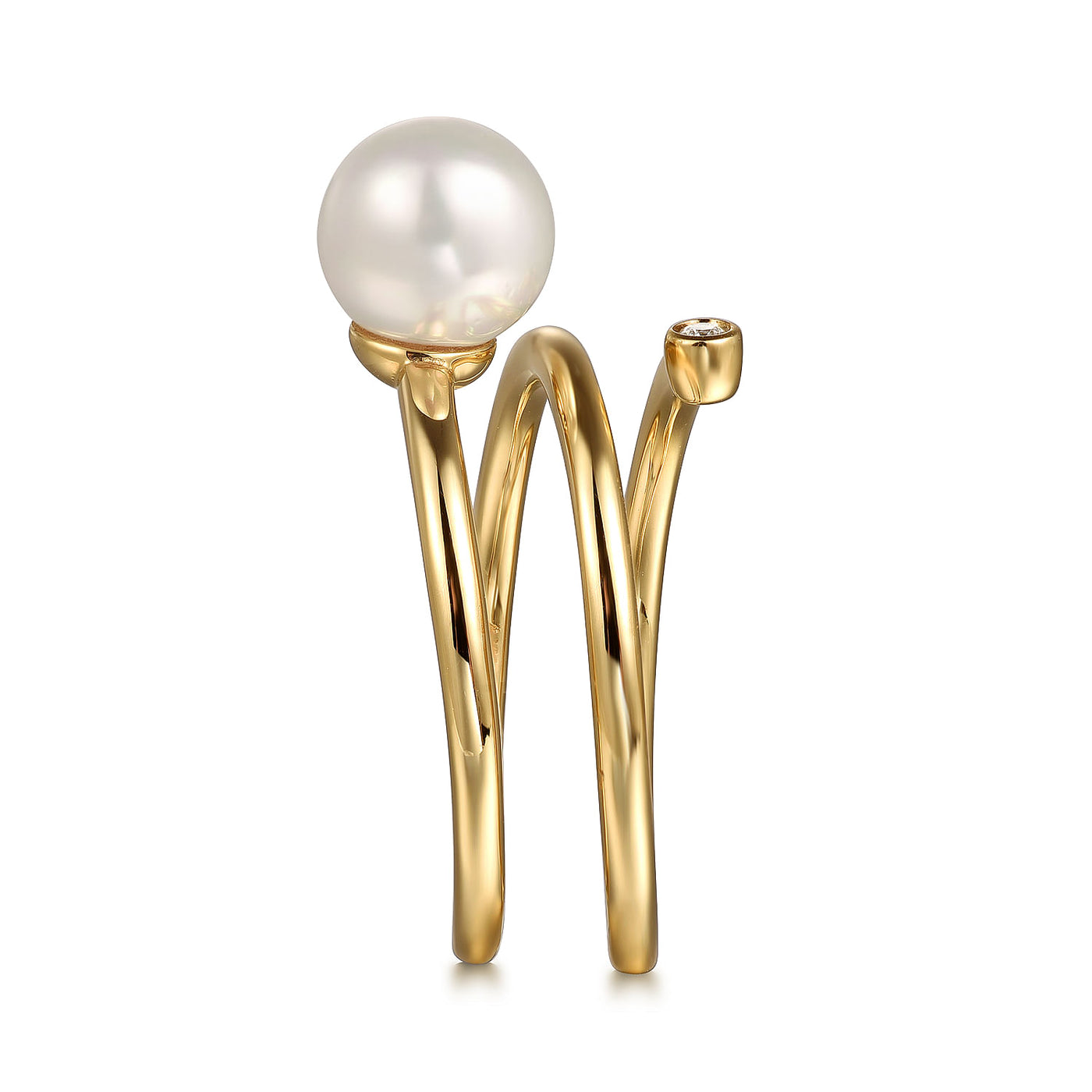 Gabriel & Co. Yellow Gold Pearl Bypass Ring