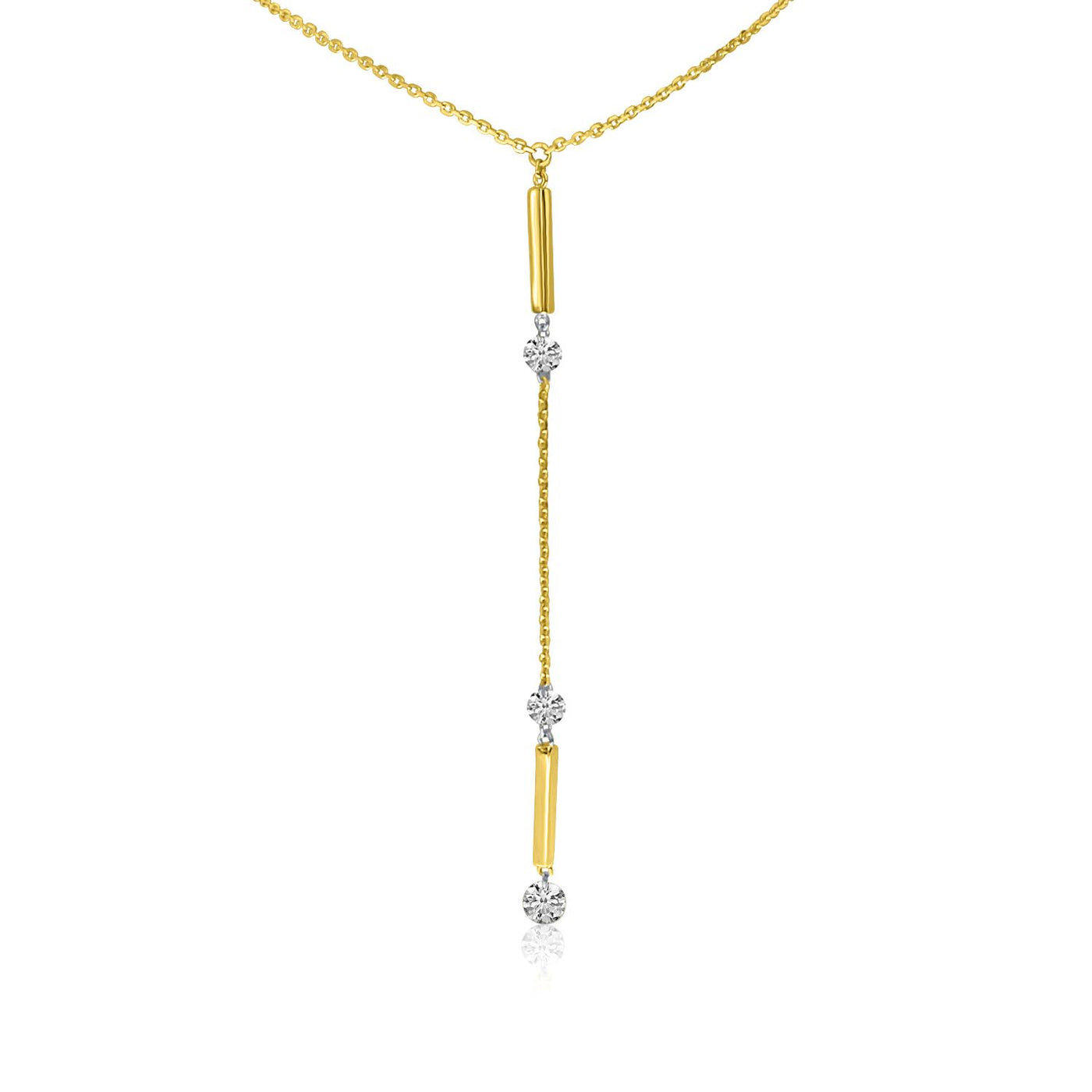 Diamond Drop Bar Necklace in Yellow Gold