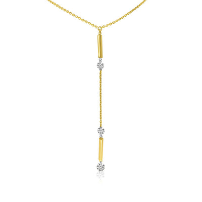 Diamond Drop Bar Necklace in Yellow Gold