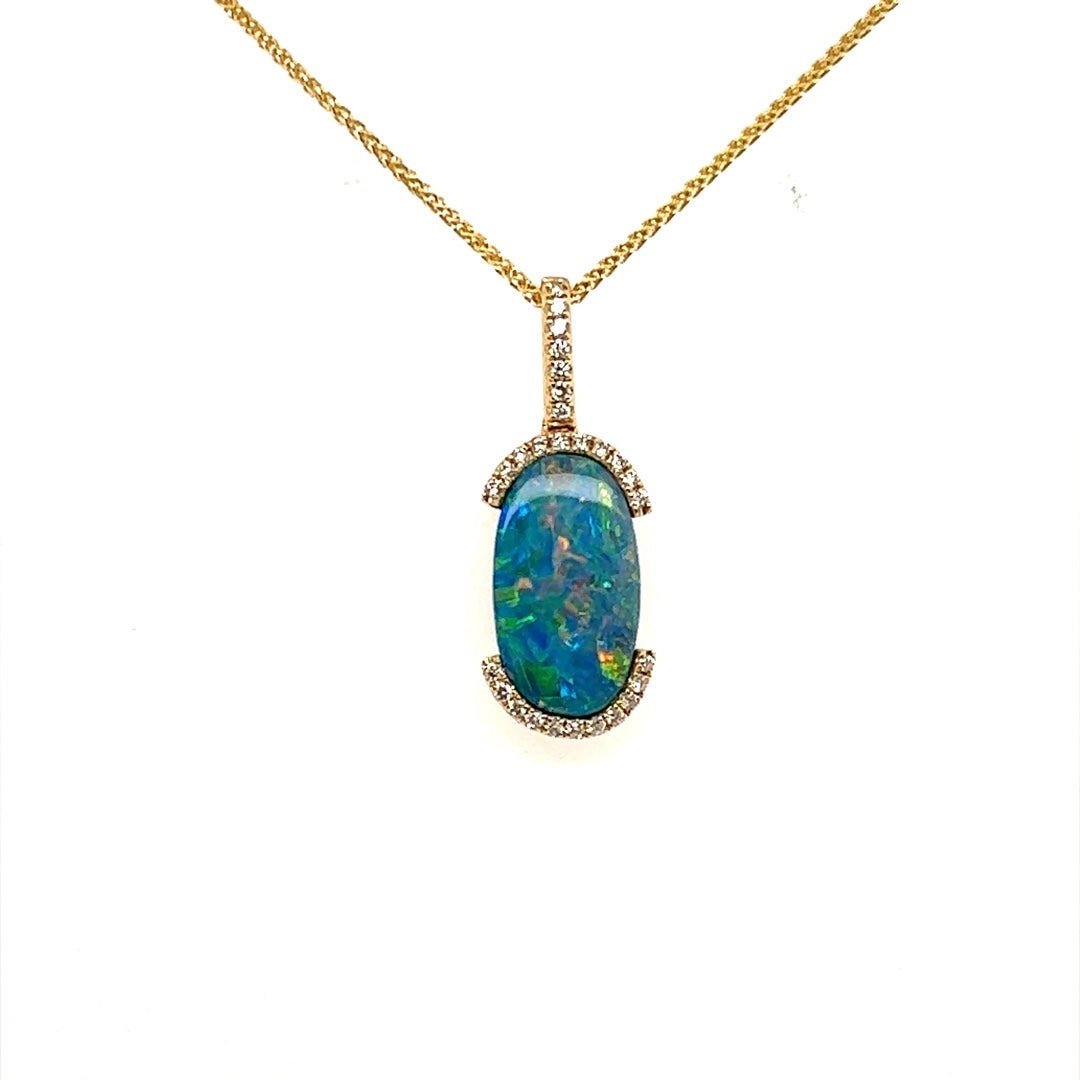 Austrian Opal Doublet Pendant in Yellow Gold by Parle