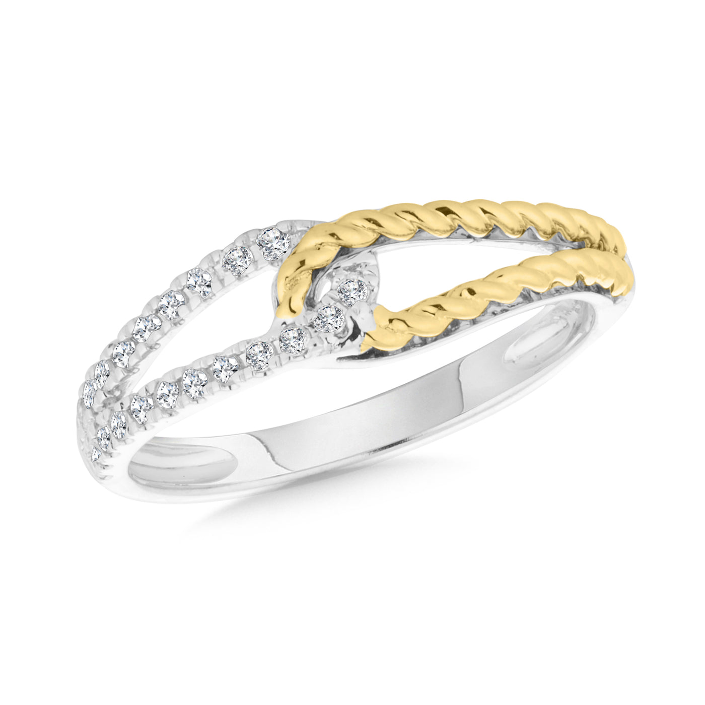 Two-Tone Diamond Woven Ladies Fashion Ring