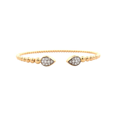 Pear Shaped End Diamond Cuff in Yellow Gold by Gabriel NY