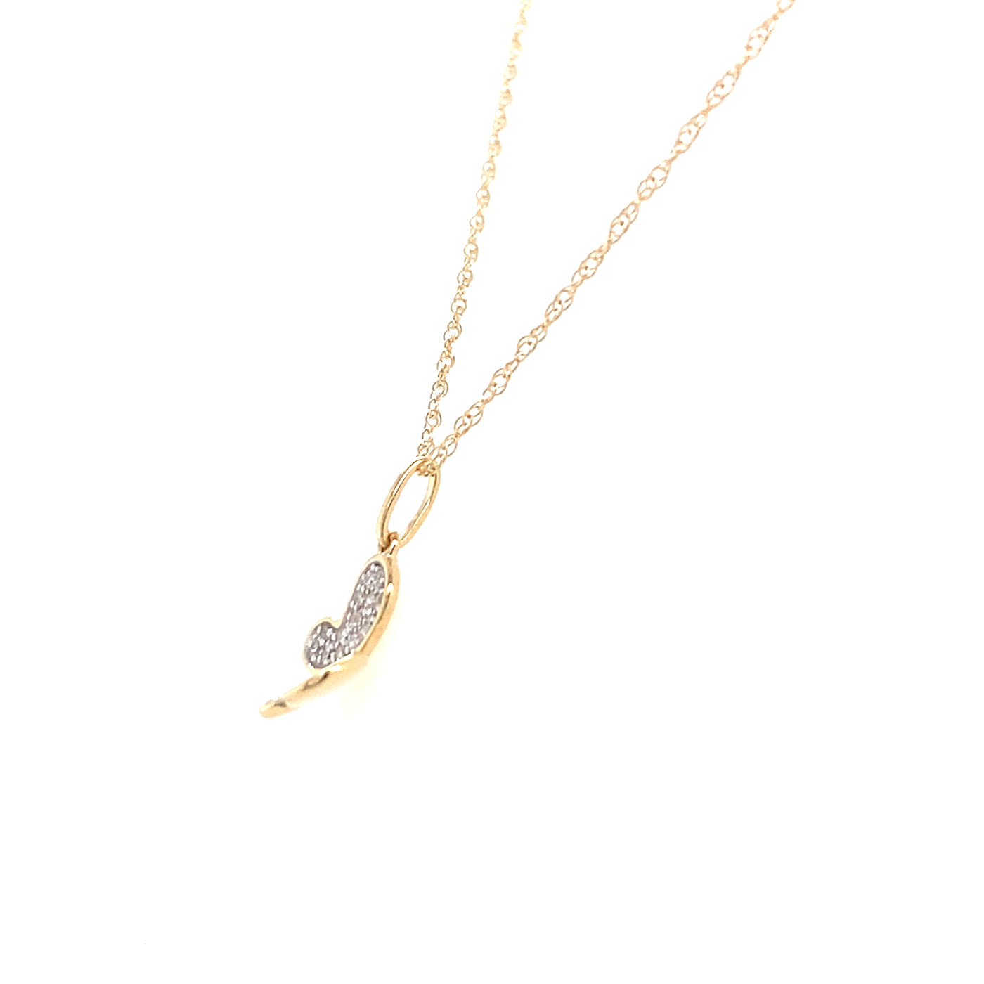 Petite Diamond Butterfly  Pendant in Yellow Gold