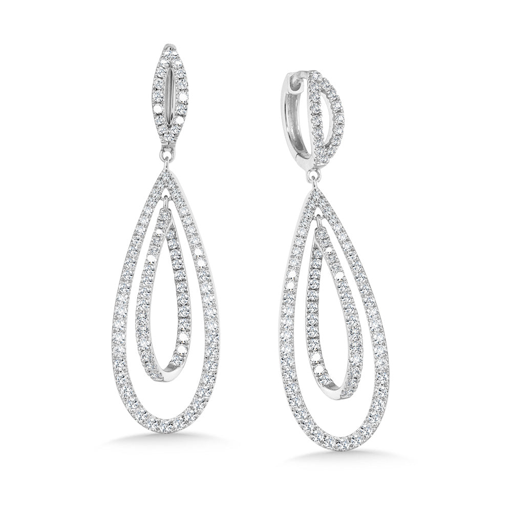 Diamond Double Drop Earrings in White Gold