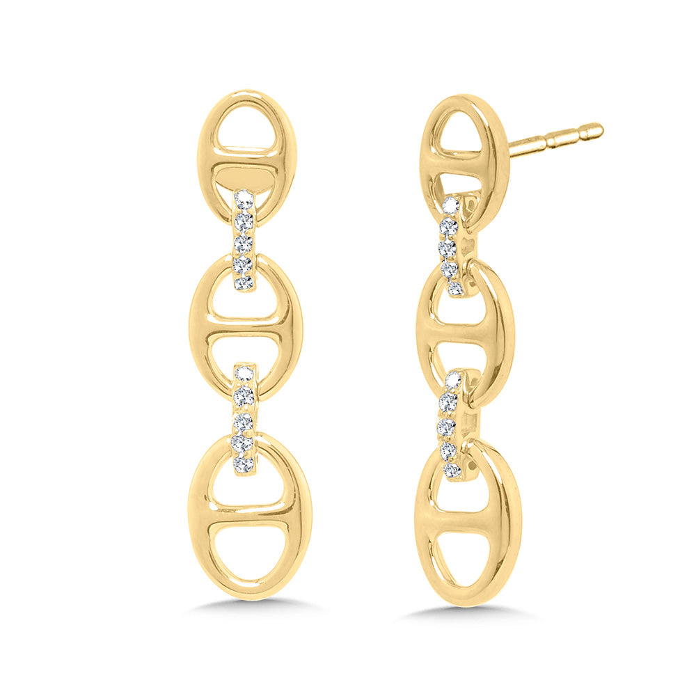 Yellow Gols Diamond Triple Section Earrings