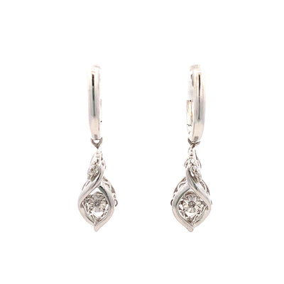 BCJ Estate Jewelry Silver Diamond Drop Earrings