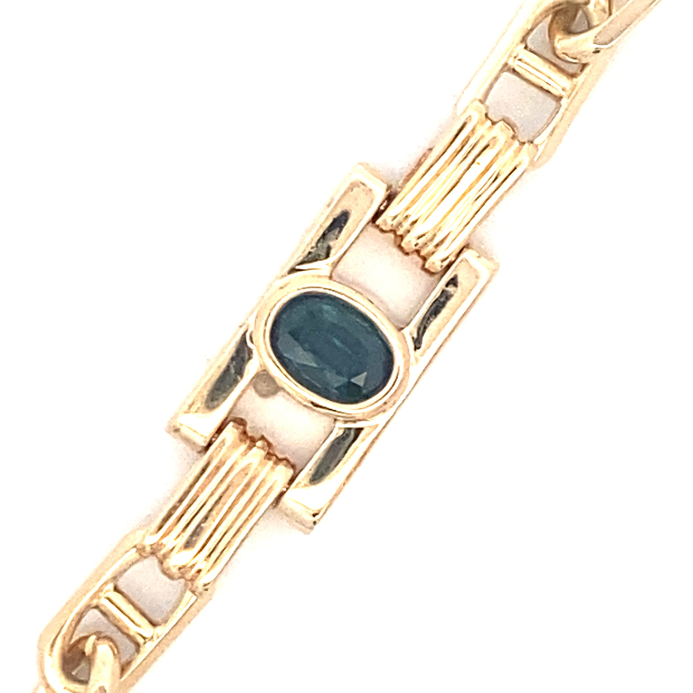 Estate Sapphire Fancy Link Bracelet in Yellow Gold