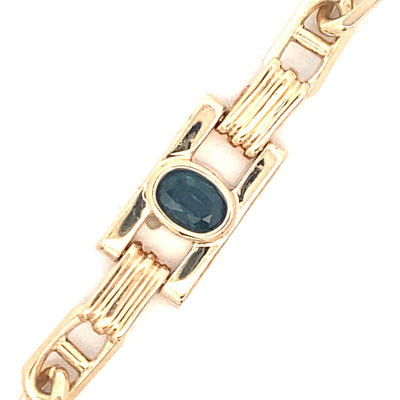 Estate Sapphire Fancy Link Bracelet in Yellow Gold