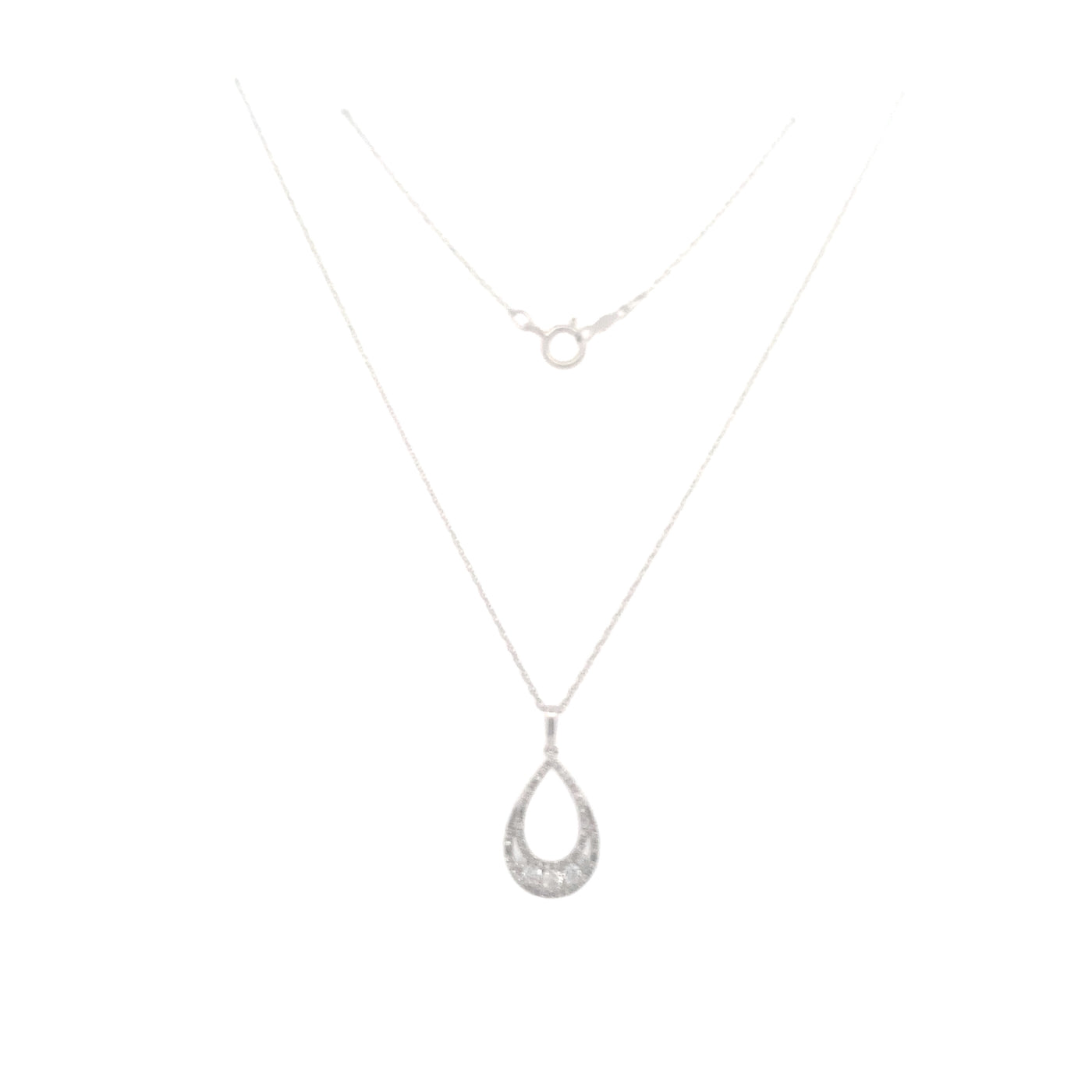 White Gold Drop Style Diamond Pendant