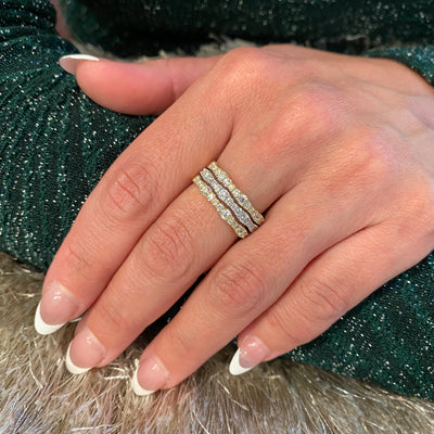 Two-Tone Diamond 3 Row Ring