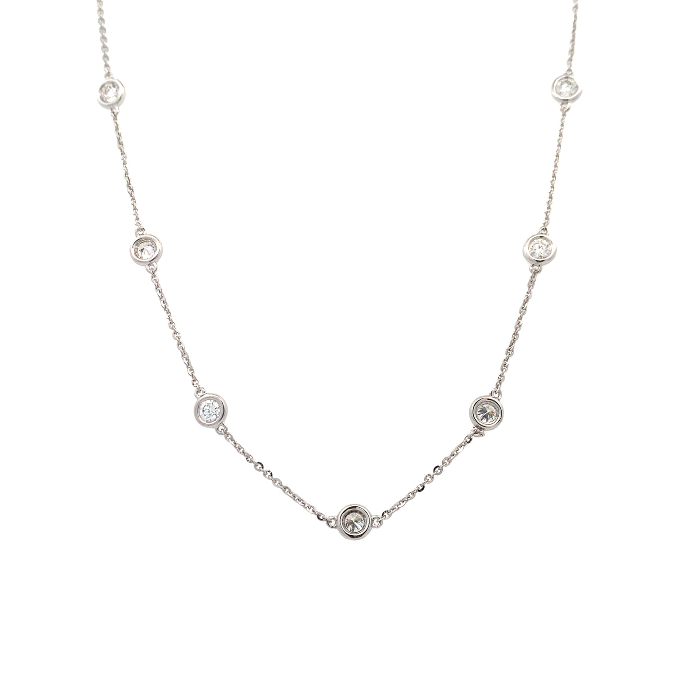 White Gold Lab Grown Station Necklace