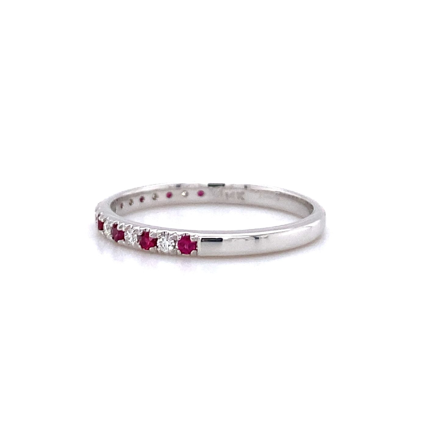 1/4ctw Ruby and Diamond Band in White Gold by B&C