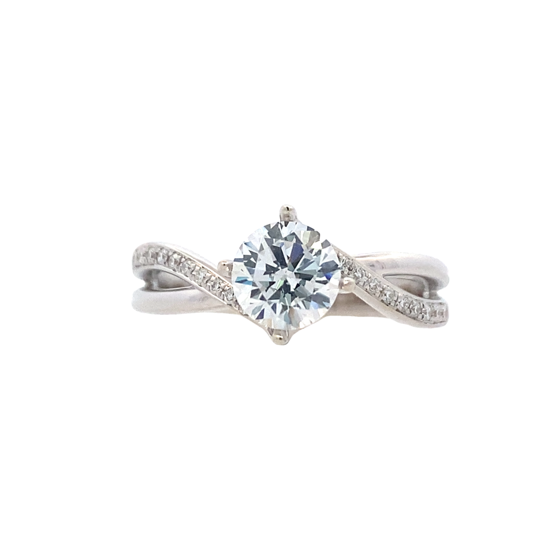 Round Diamond Side Stone Engagement Ring in White Gold by Zeghani